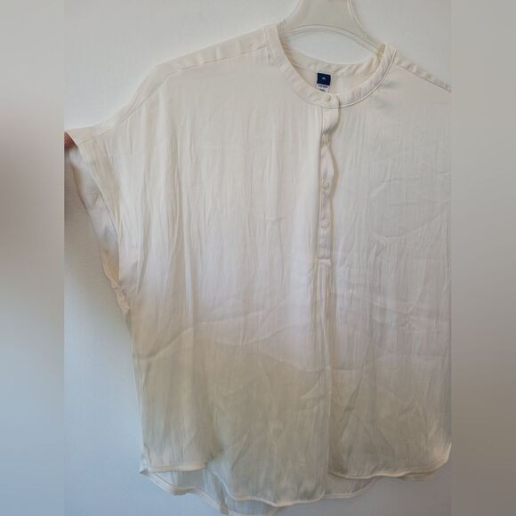 NEW Old Navy Ivory Cream Blouse Tunic Top Satin Minimalist Quiet Luxury XL - Picture 3 of 7